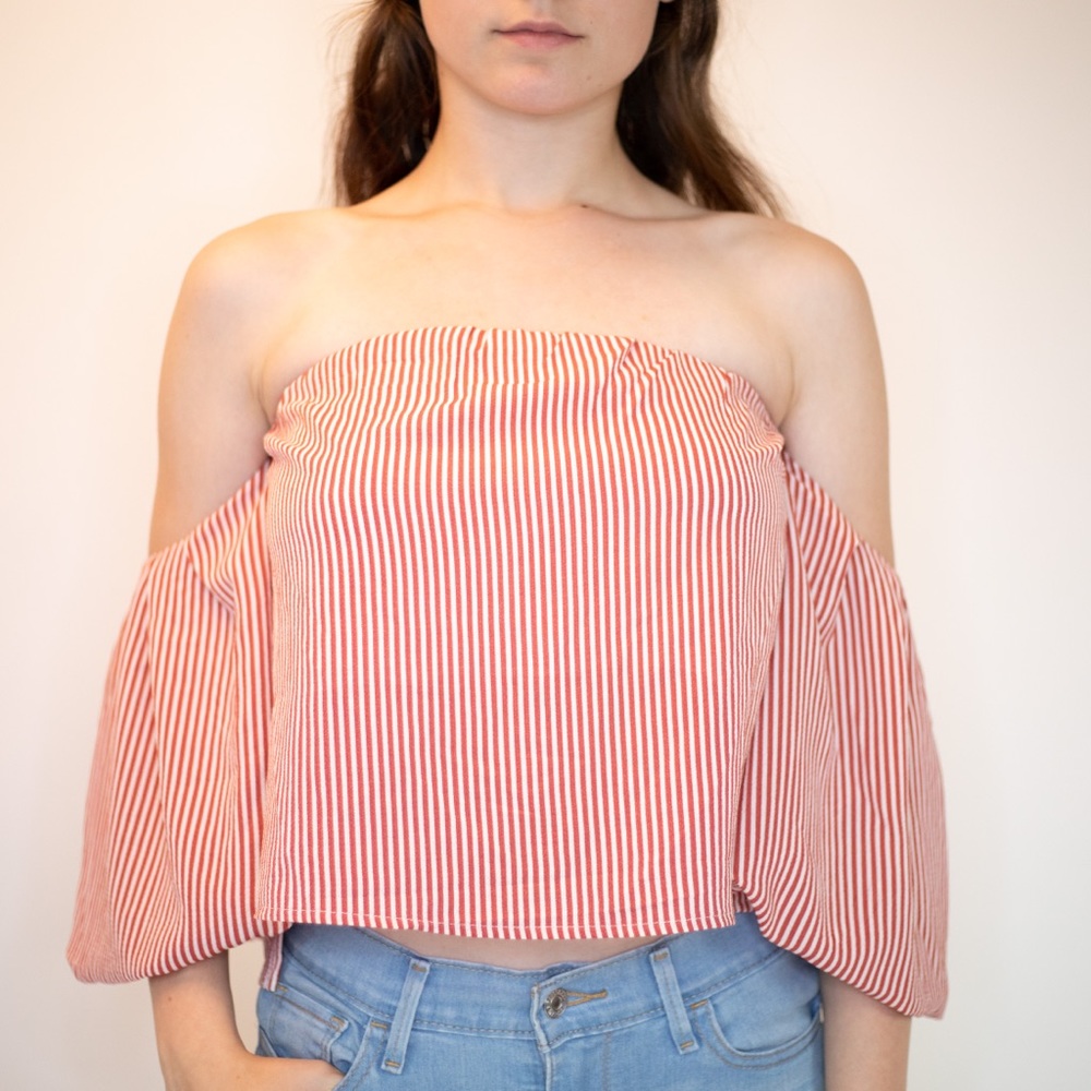 Striped Off the Shoulder top from Nordstrom